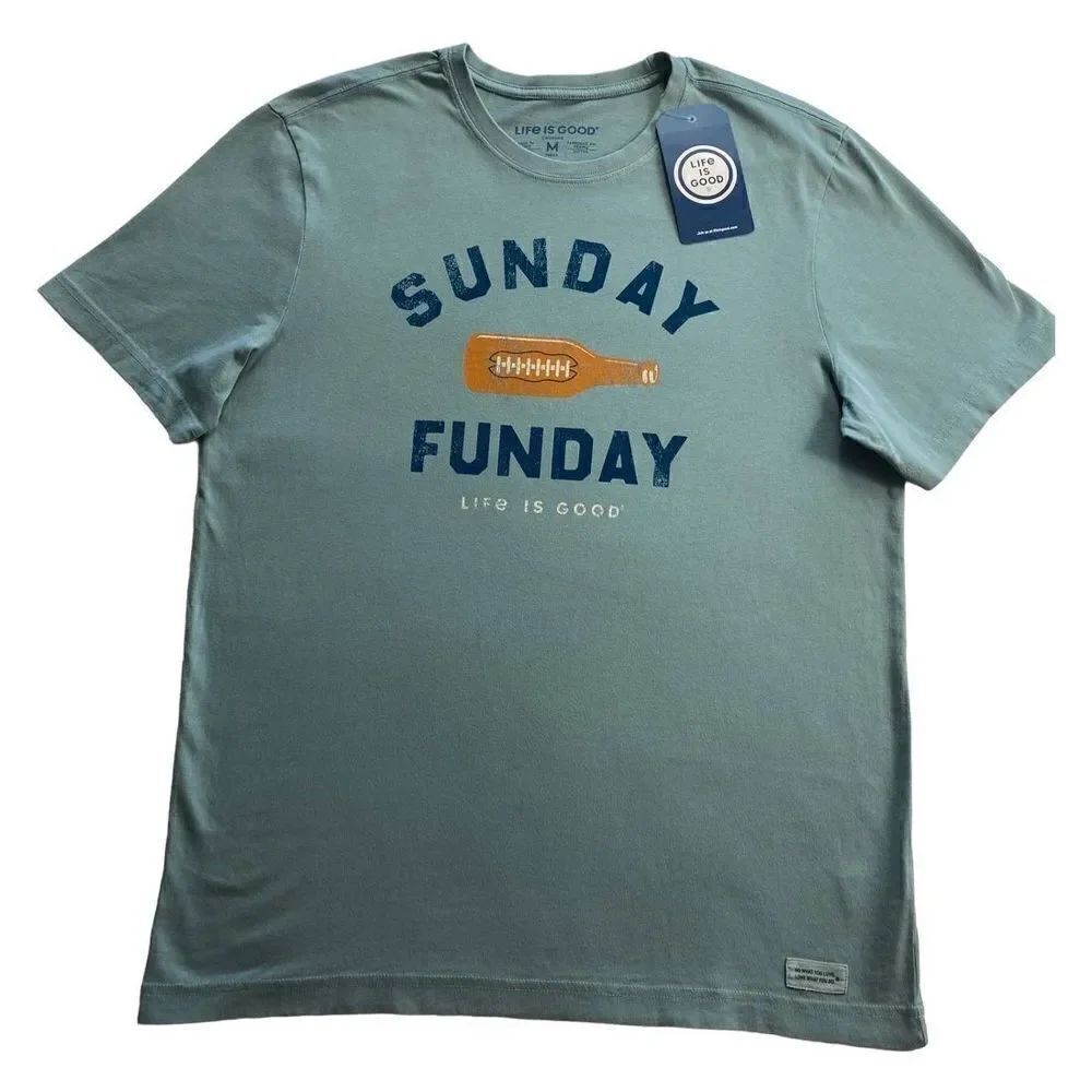 LIFE IS GOOD MEN’S XXLarge Sunday Fun Day Print Logo Solid T-Shirt
